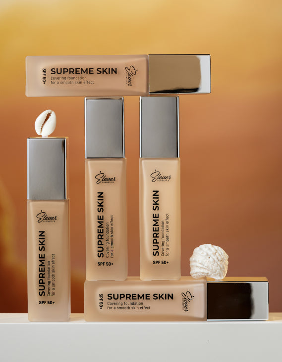 Base de maquillaje facial cubriente SUPREME SKIN SPF 50+ resistente al agua 30ml
