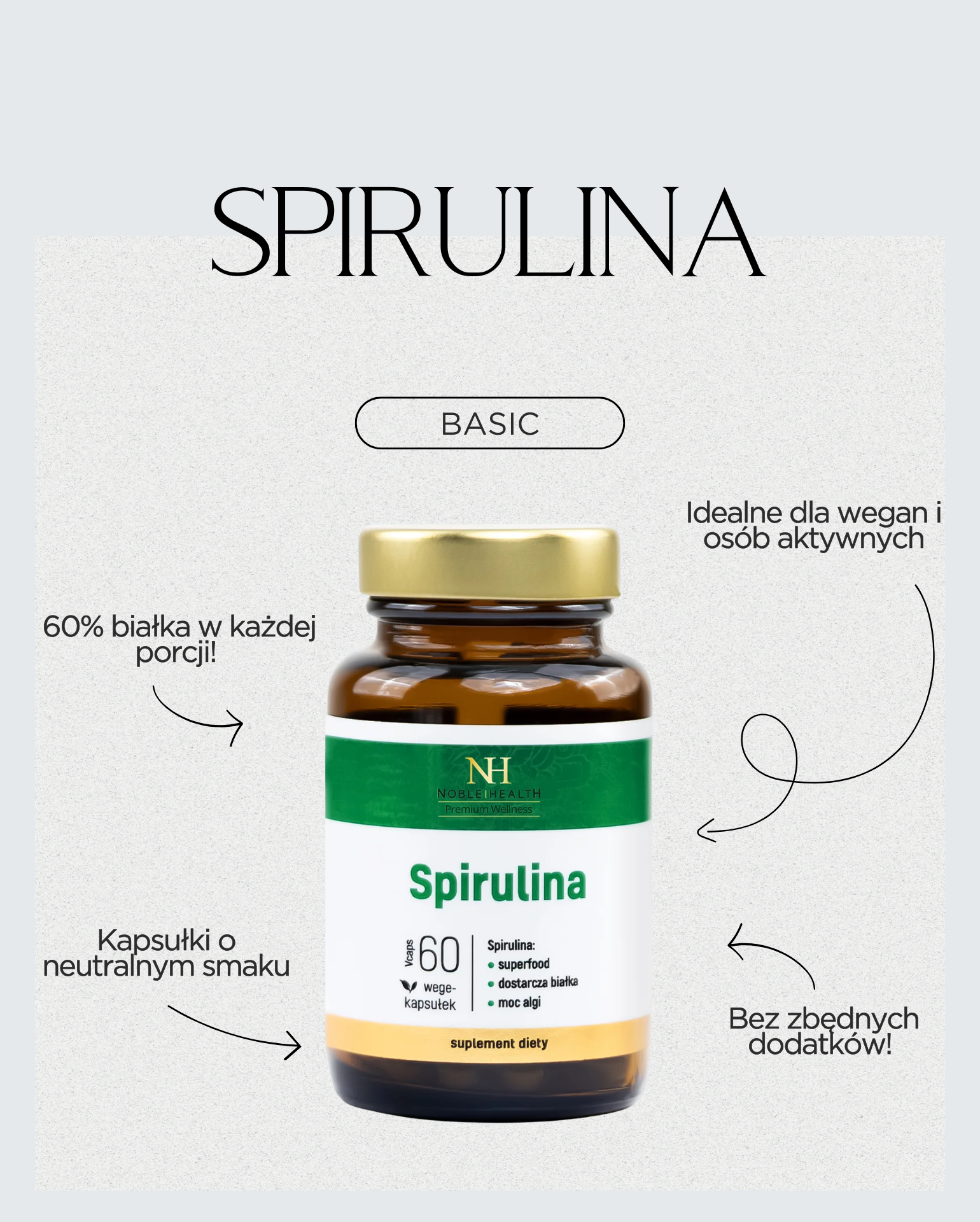 Spirulina Noble Health Tengeri alga méregtelenítő 60 kapszula